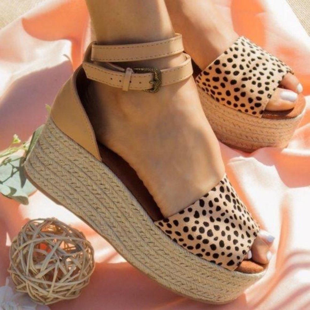 Cheetah Espadrille Platform Sandals - Picture 11 of 13